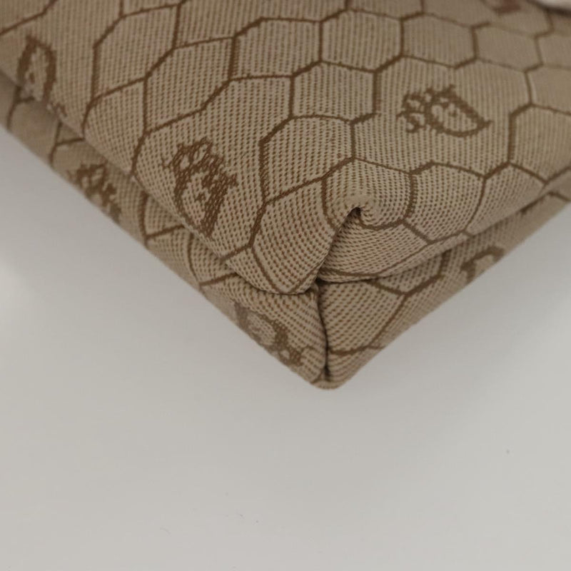 Christian Dior Honeycomb Canvas Pouch PVC Beige Auth ac3812