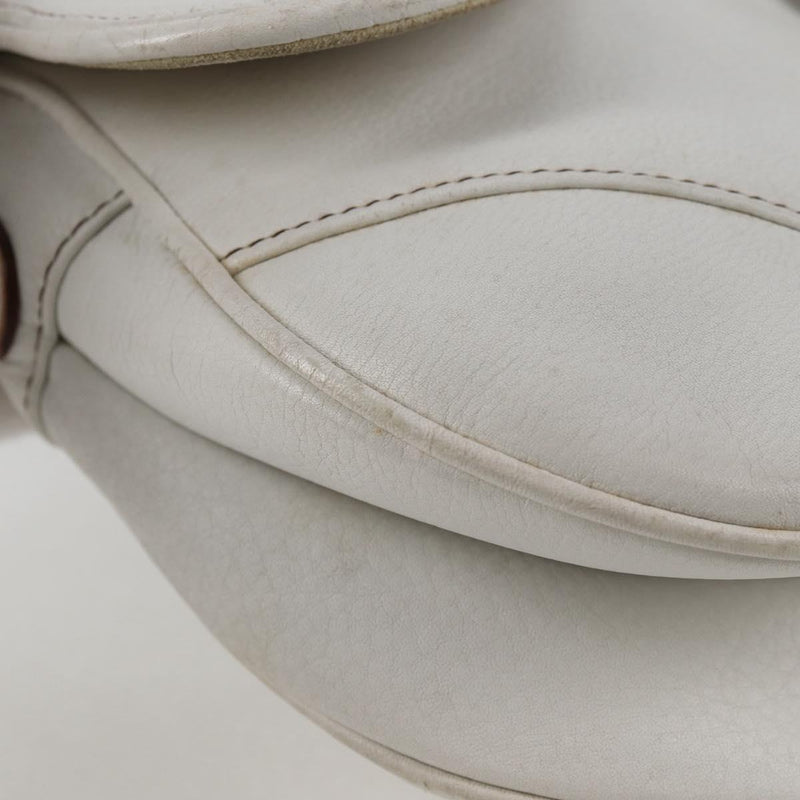 Christian Dior Saddle bag Hand Bag Leather White Auth am8050A