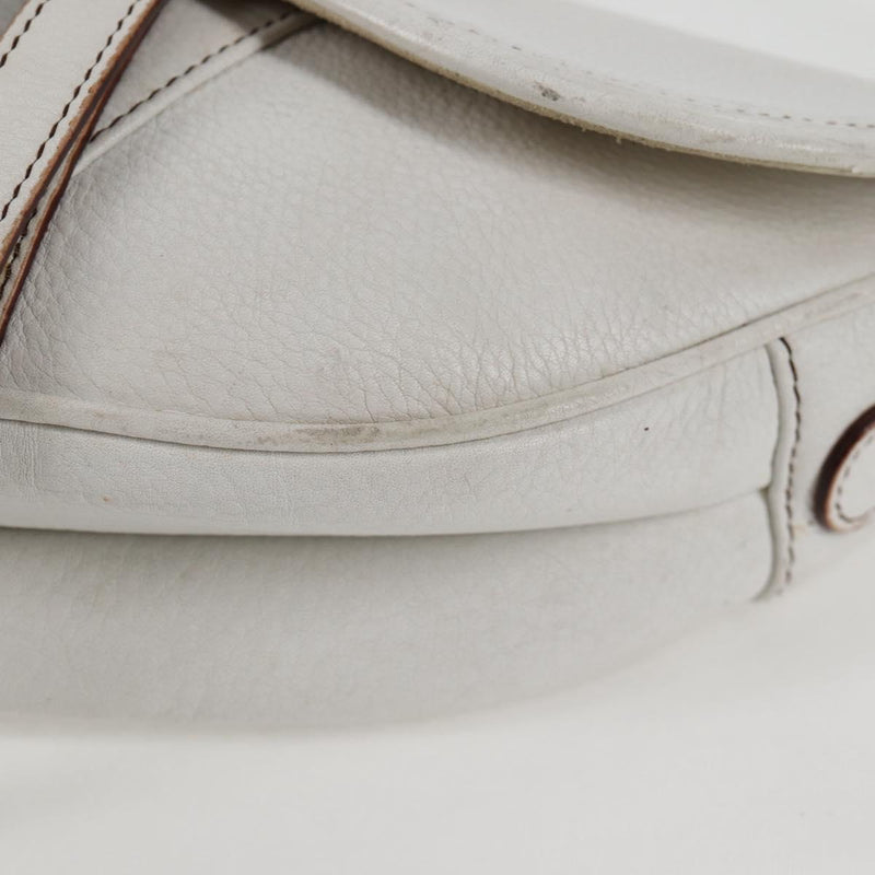 Christian Dior Saddle bag Hand Bag Leather White Auth am8050A