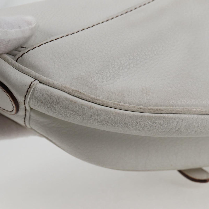 Christian Dior Saddle bag Hand Bag Leather White Auth am8050A