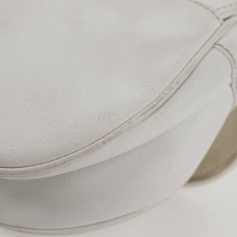 Christian Dior Saddle bag Hand Bag Leather White Auth am8050A