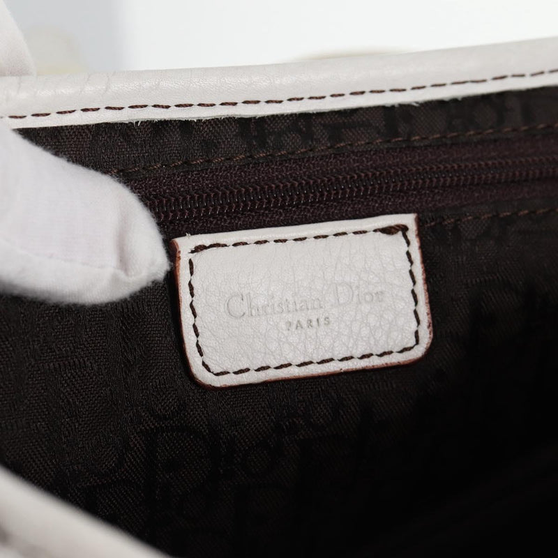 Christian Dior Saddle bag Hand Bag Leather White Auth am8050A