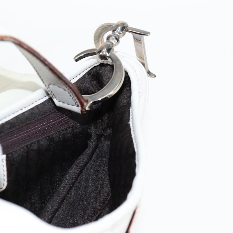 Christian Dior Saddle bag Hand Bag Leather White Auth am8050A