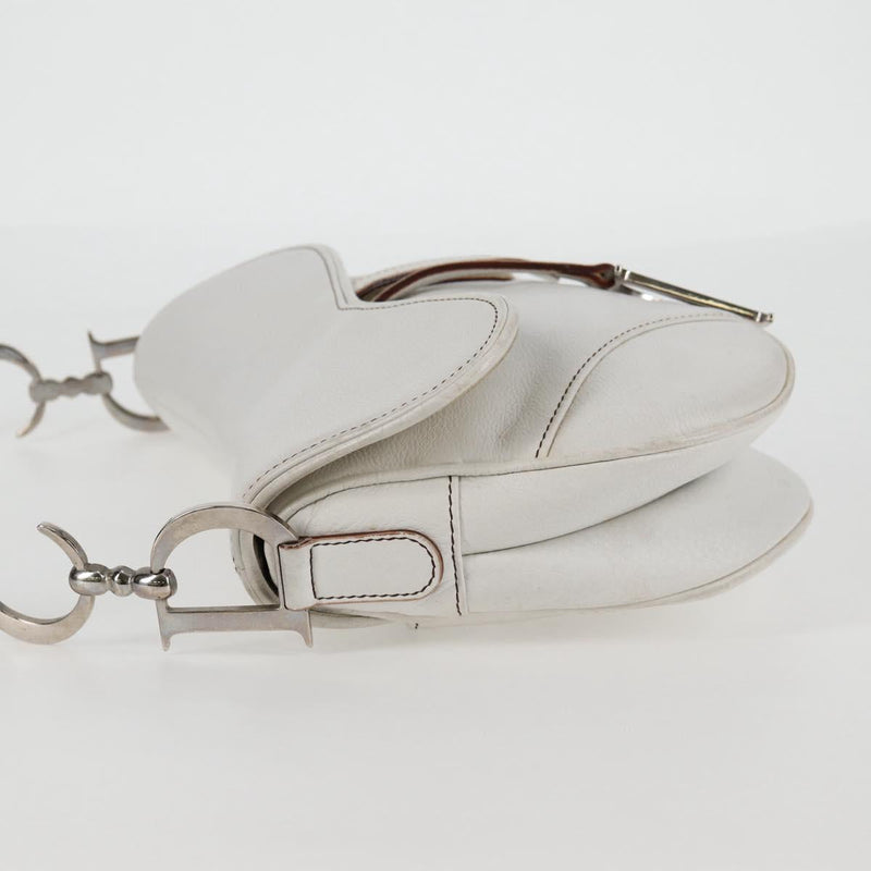 Christian Dior Saddle bag Hand Bag Leather White Auth am8050A