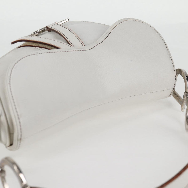 Christian Dior Saddle bag Hand Bag Leather White Auth am8050A