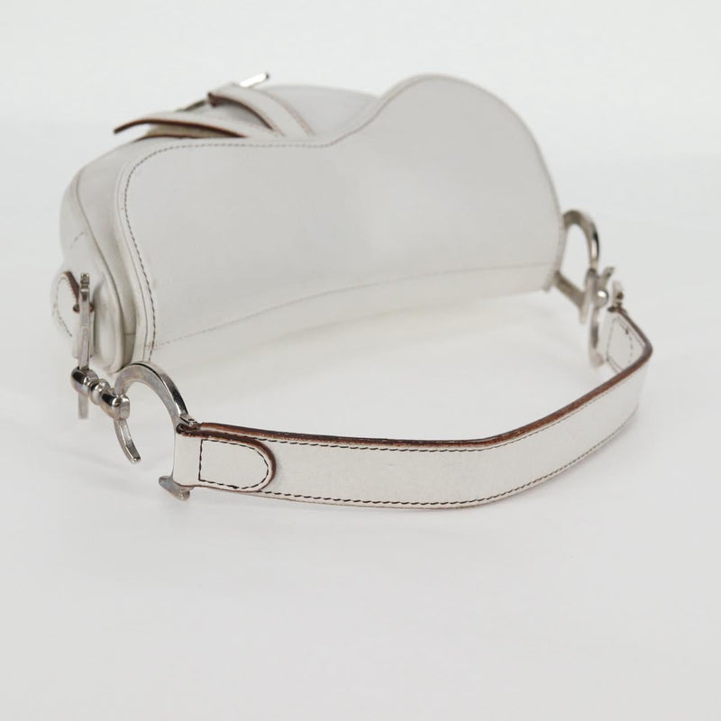Christian Dior Saddle bag Hand Bag Leather White Auth am8050A