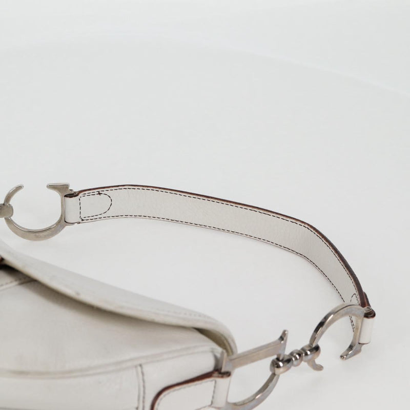Christian Dior Saddle bag Hand Bag Leather White Auth am8050A