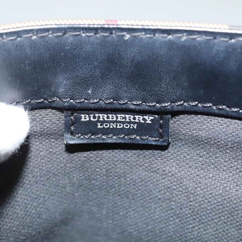 BURBERRY Nova Check Hand Bag PVC Beige Silver Auth am8055