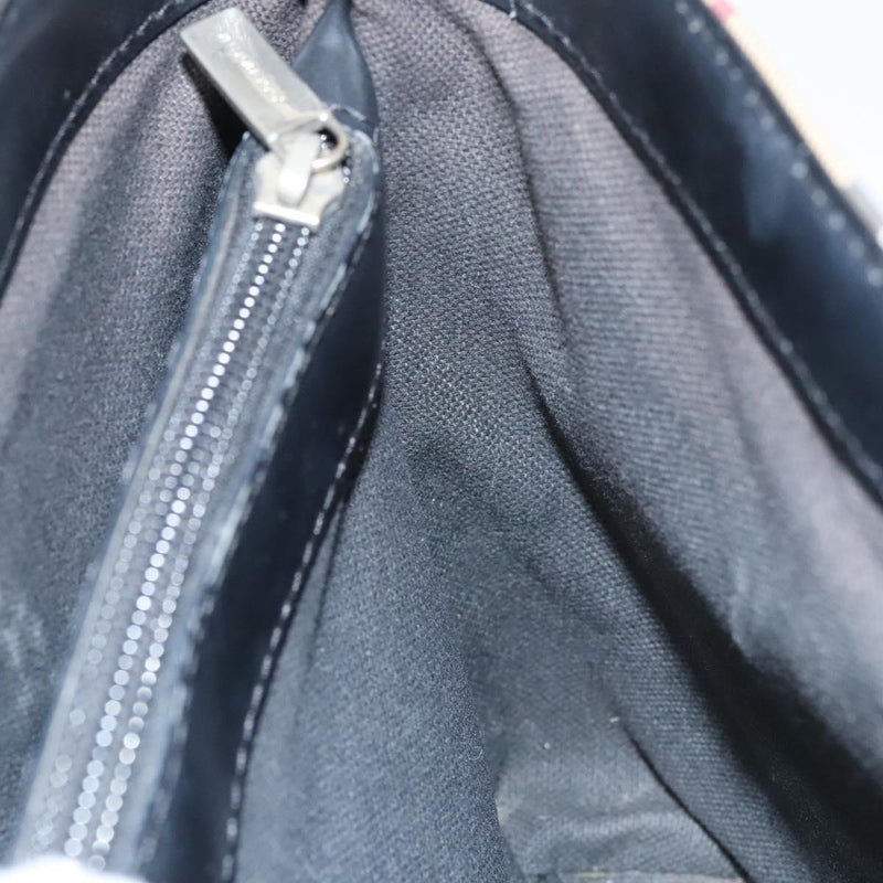 BURBERRY Nova Check Hand Bag PVC Beige Silver Auth am8055