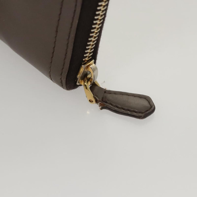 PRADA Long Wallet Leather Gray Gold Auth am8080