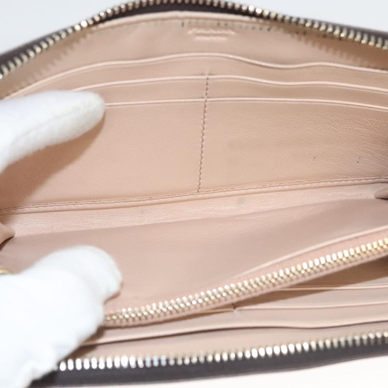 PRADA Long Wallet Leather Gray Gold Auth am8080