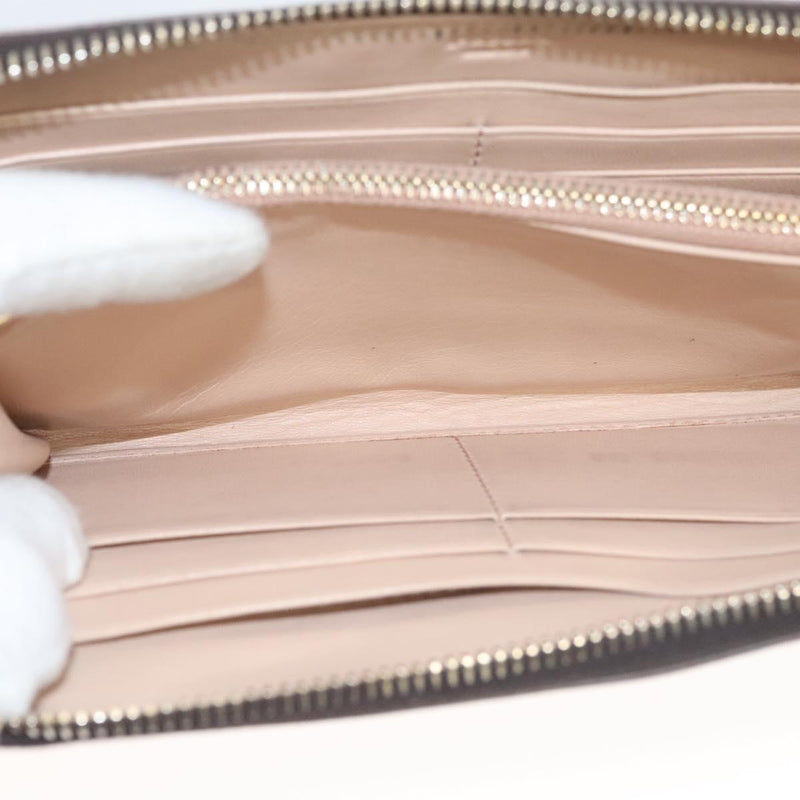 PRADA Long Wallet Leather Gray Gold Auth am8080