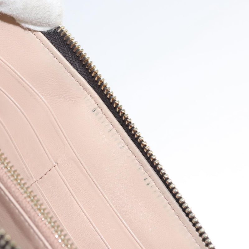 PRADA Long Wallet Leather Gray Gold Auth am8080