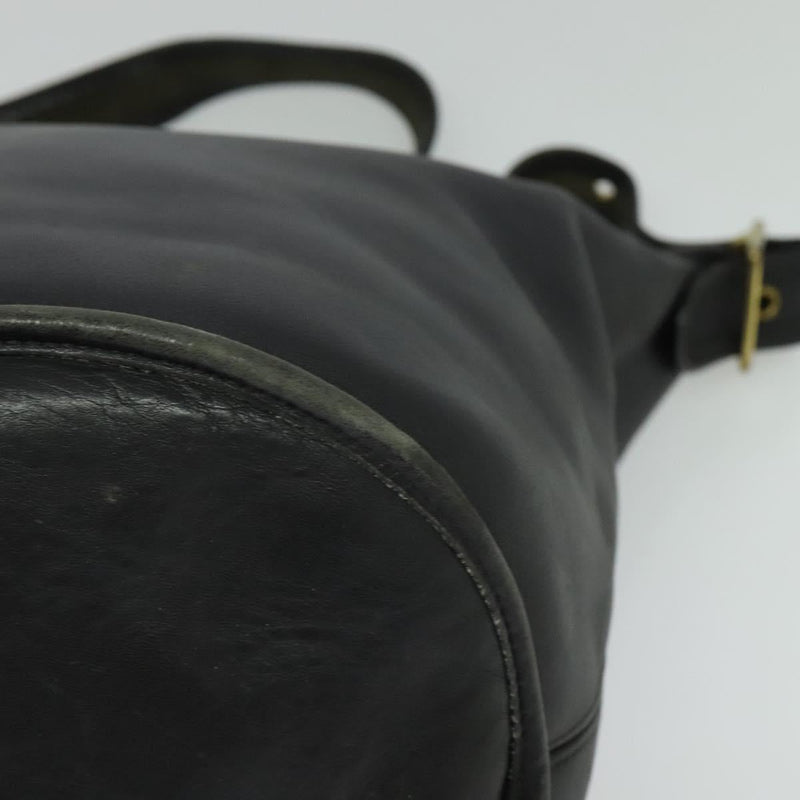 Coach Shoulder Bag Leather Black Gold Auth am8082