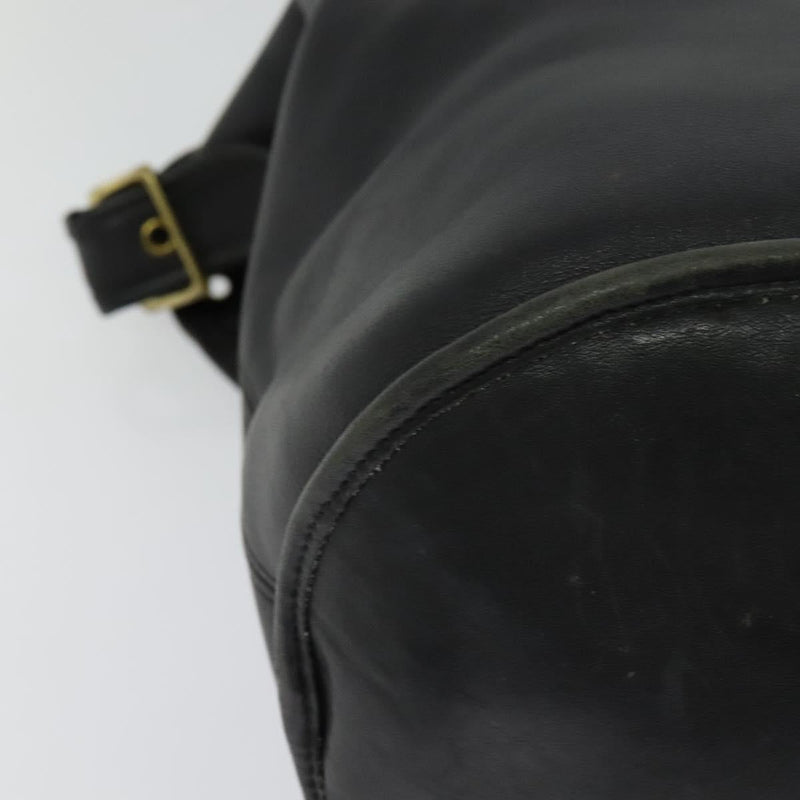 Coach Shoulder Bag Leather Black Gold Auth am8082