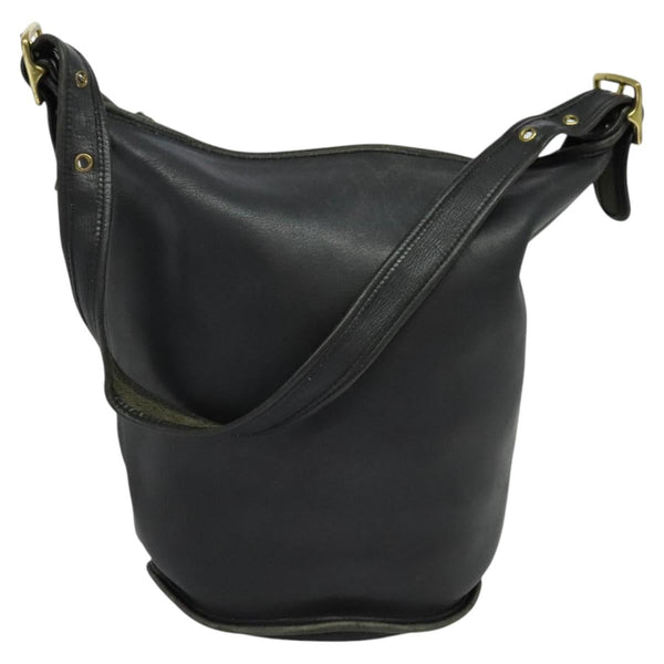 Coach Shoulder Bag Leather Black Gold Auth am8082