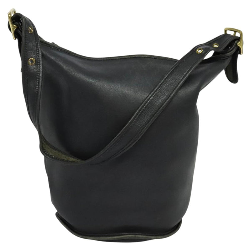 Coach Shoulder Bag Leather Black Gold Auth am8082