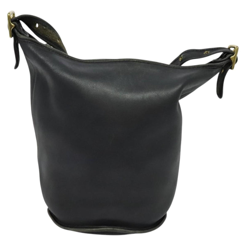 Coach Shoulder Bag Leather Black Gold Auth am8082