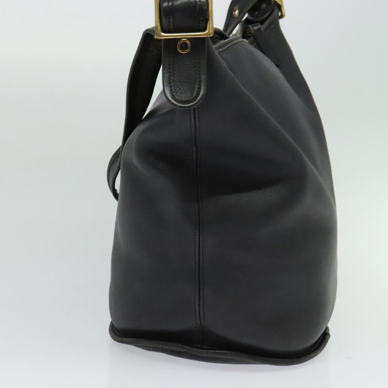 Coach Shoulder Bag Leather Black Gold Auth am8082