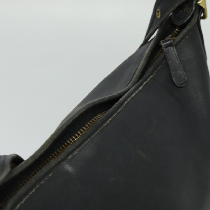 Coach Shoulder Bag Leather Black Gold Auth am8082