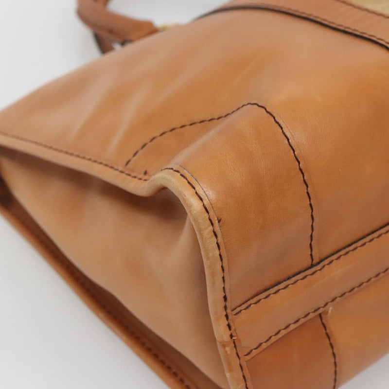 Christian Dior Hand Bag Suede Leather Brown Gold Auth am8098