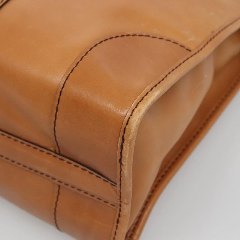 Christian Dior Hand Bag Suede Leather Brown Gold Auth am8098