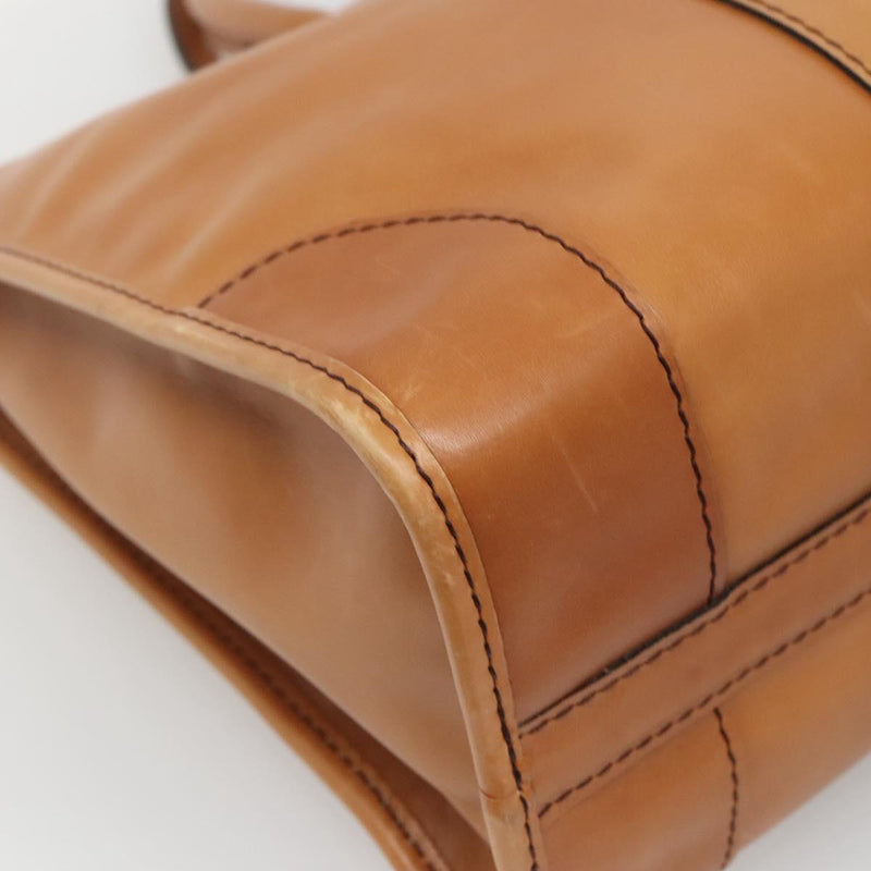 Christian Dior Hand Bag Suede Leather Brown Gold Auth am8098
