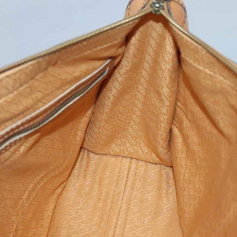 Christian Dior Hand Bag Suede Leather Brown Gold Auth am8098
