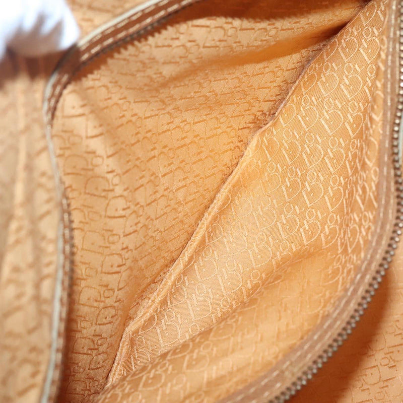 Christian Dior Hand Bag Suede Leather Brown Gold Auth am8098