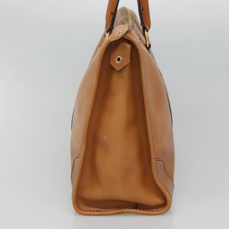 Christian Dior Hand Bag Suede Leather Brown Gold Auth am8098