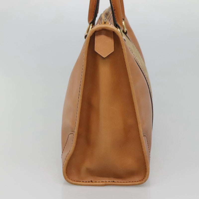 Christian Dior Hand Bag Suede Leather Brown Gold Auth am8098