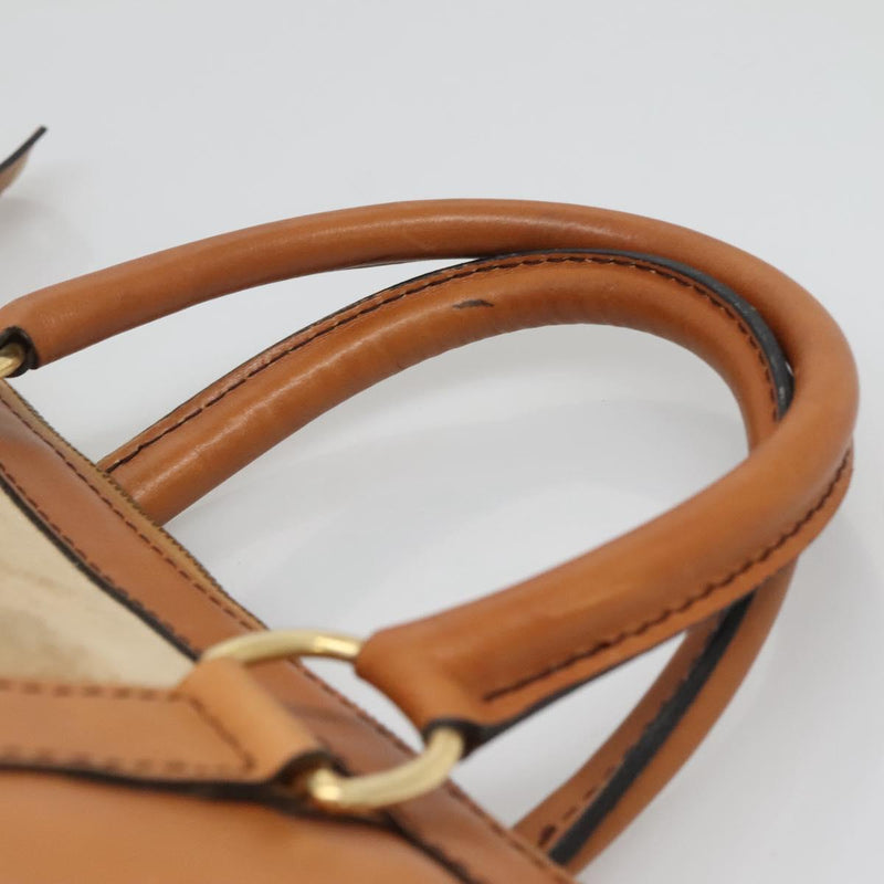 Christian Dior Hand Bag Suede Leather Brown Gold Auth am8098