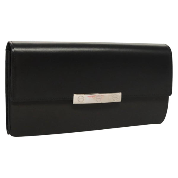 CARTIER Long Wallet Leather Black Auth am8112