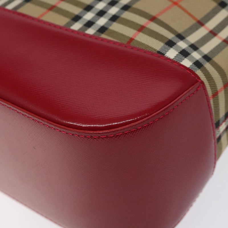 BURBERRY Nova Check Shoulder Bag Canvas Beige Gold Auth am8187