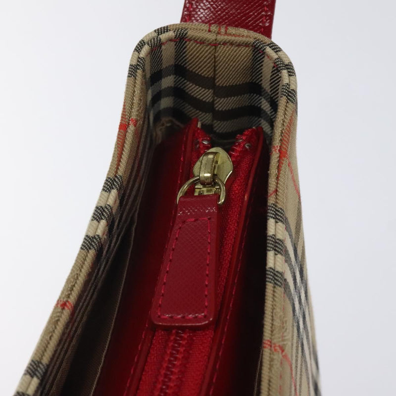 BURBERRY Nova Check Shoulder Bag Canvas Beige Gold Auth am8187
