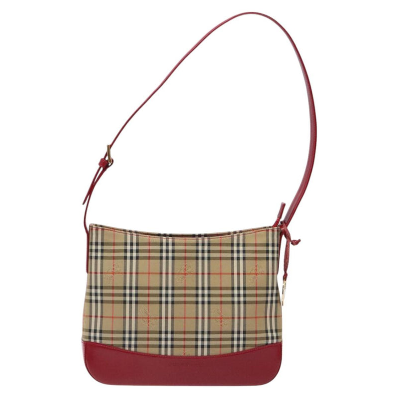 BURBERRY Nova Check Shoulder Bag Canvas Beige Gold Auth am8187