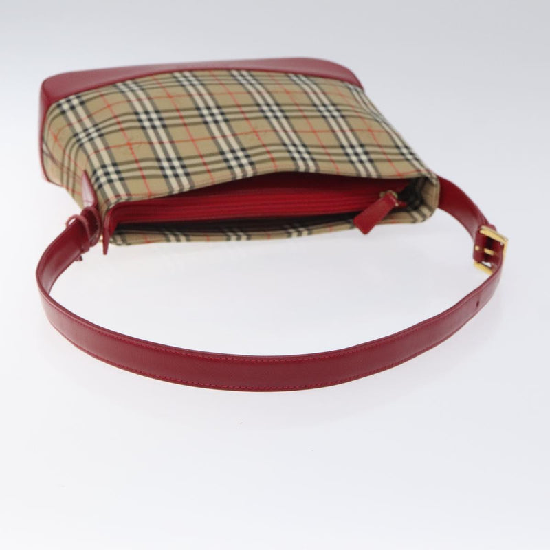 BURBERRY Nova Check Shoulder Bag Canvas Beige Gold Auth am8187