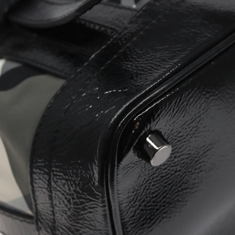 BURBERRY Nova Check Tote Bag Nylon Black Auth am8192