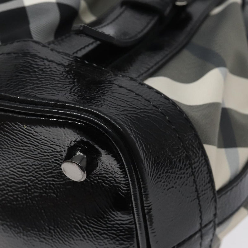 BURBERRY Nova Check Tote Bag Nylon Black Auth am8192