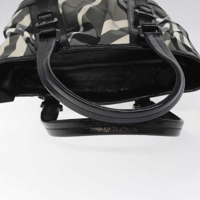 BURBERRY Nova Check Tote Bag Nylon Black Auth am8192