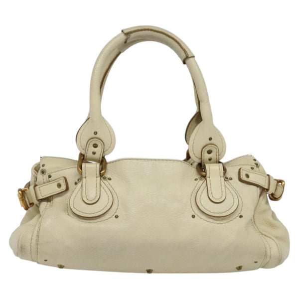Chloe Paddington Hand Bag Leather Vanilla Gold Silver Auth am8198