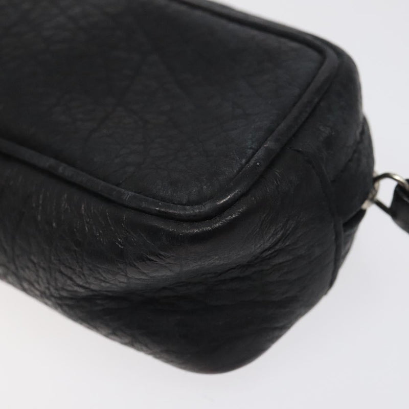 CHANEL COCO Mark Pouch Leather Black CC Auth am8200