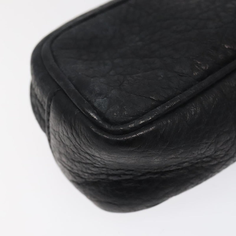 CHANEL COCO Mark Pouch Leather Black CC Auth am8200