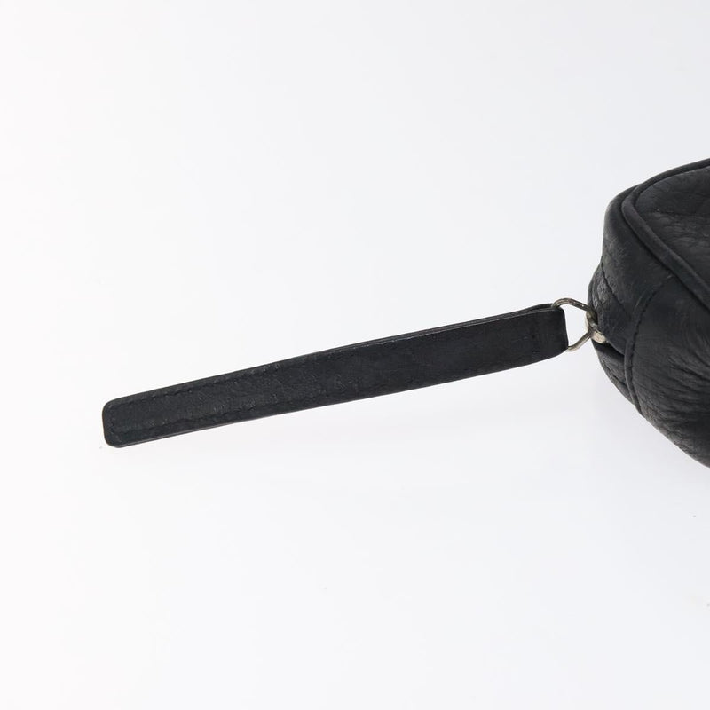 CHANEL COCO Mark Pouch Leather Black CC Auth am8200