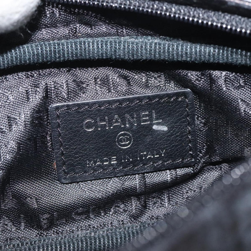 CHANEL COCO Mark Pouch Leather Black CC Auth am8200