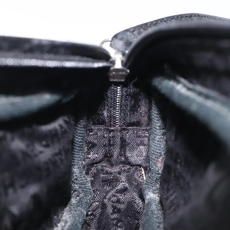 CHANEL COCO Mark Pouch Leather Black CC Auth am8200