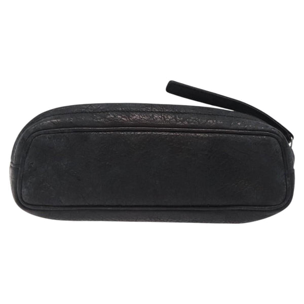 CHANEL COCO Mark Pouch Leather Black CC Auth am8200