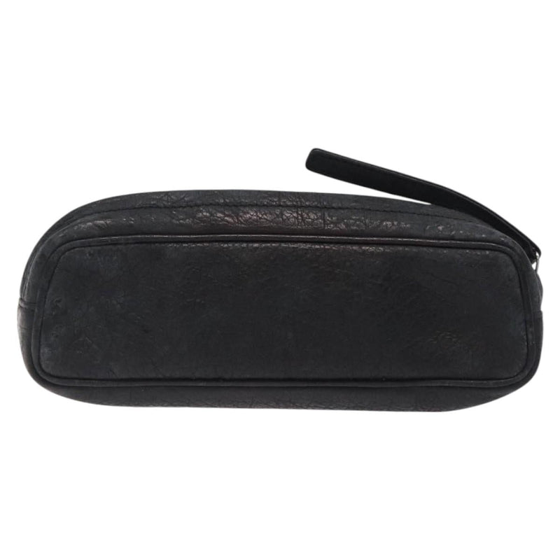 CHANEL COCO Mark Pouch Leather Black CC Auth am8200