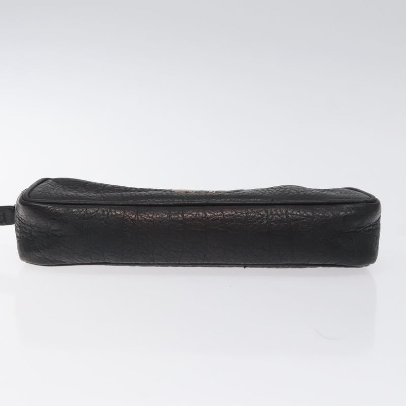 CHANEL COCO Mark Pouch Leather Black CC Auth am8200