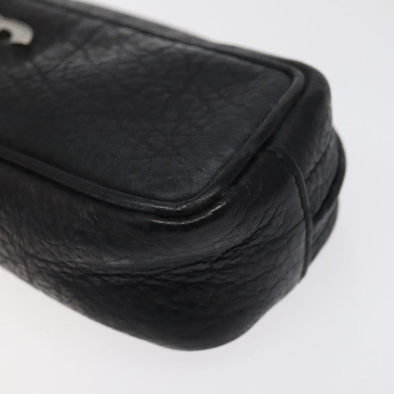 CHANEL COCO Mark Pouch Leather Black CC Auth am8200